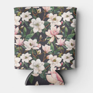 Enfriador De Latas Magnolias dibujadas a mano: acuarela sin costuras.