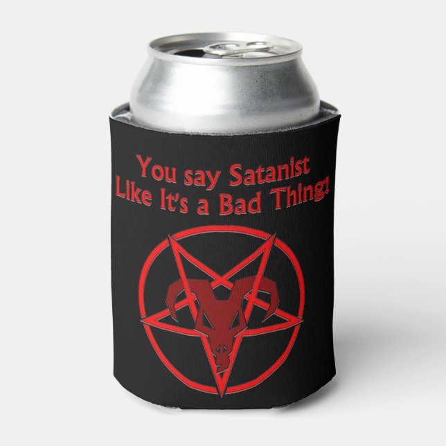 Enfriador De Latas Mal cosa satanista Humor oscuro Pentáculo de cabra (Lata Anverso)