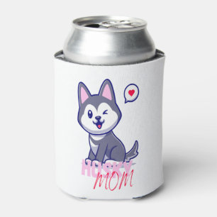 Enfriador De Latas Mamá Perro Husky Cachorro Kawaii Lindo 