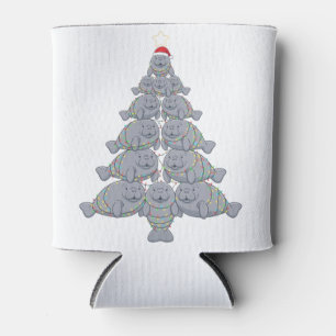 Enfriador De Latas Manatí festivo árbol de Navidad con océano mágico