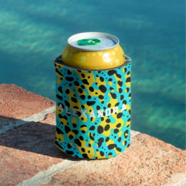 Enfriador De Latas Manchas de leopardo azules neón Cool Aqua Jungle T