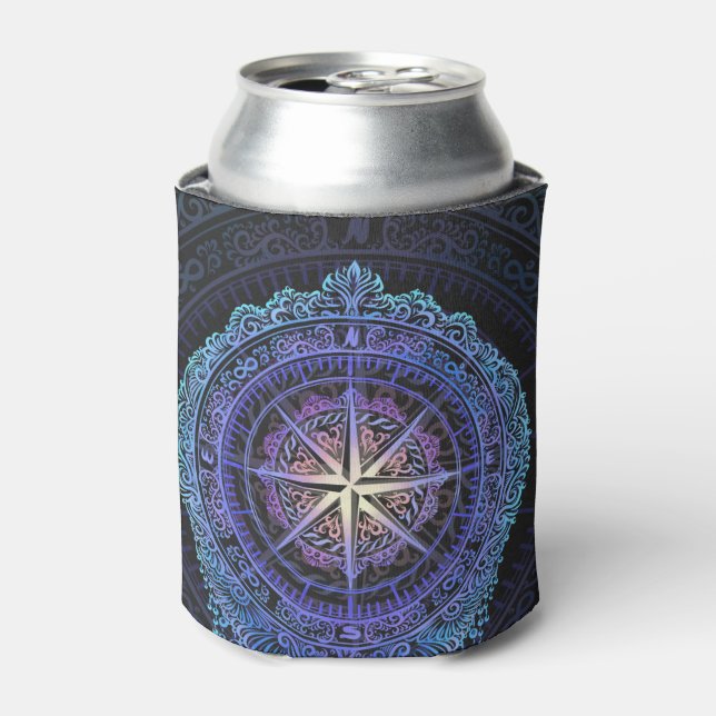 Enfriador De Latas Mandala de brújula celeste (Lata Anverso)