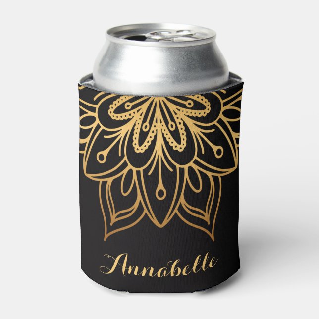 Enfriador De Latas Mandala dorada (Lata Anverso)