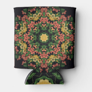 Enfriador De Latas Mandala floral: rojo, amarilla.