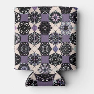 Enfriador De Latas Mandala floral vintage: colorida y sin mar