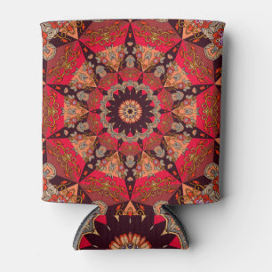 Enfriador De Latas Mandala lujosa sin fisuras, floral estrellada.