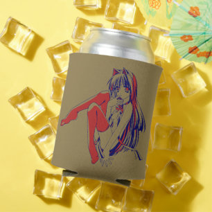 Enfriador De Latas Manga americana Neko Catgirl Kawaii Anime