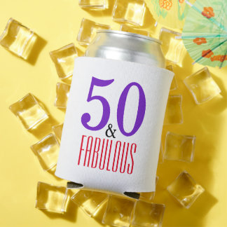 Enfriador De Latas Manga de Cumpleaños en la Playa 50 & Fabulosa