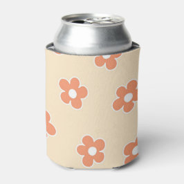 Enfriador De Latas Manga floral retro-Naranja de color rosa para prim