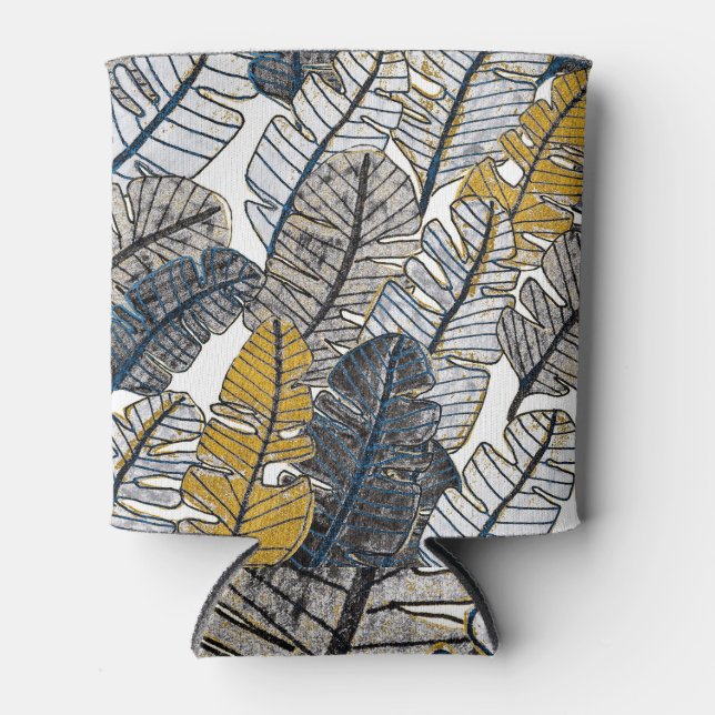 Enfriador De Latas Mano dibujada: hojas tropicales (Anverso)