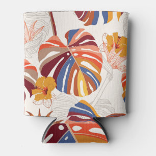 Enfriador De Latas Mano floral tropical brillante dibujada