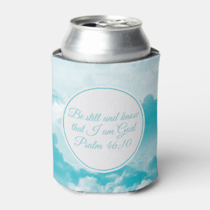 Enfriador De Latas Mantente firme y sé que soy Dios Biblia Verso Azul