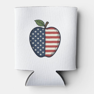 Enfriador De Latas Manzana Patriótica Grabado Vintage Diseño Vectoria