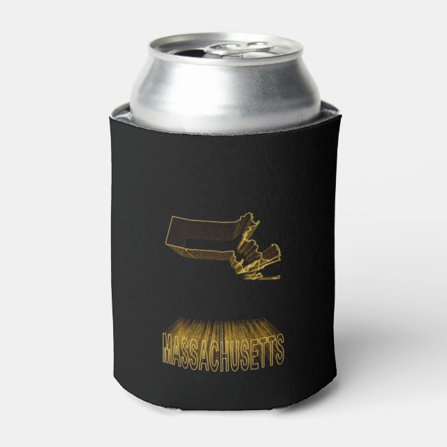 Enfriador De Latas Map of Massachusetts, Gold Map (Lata Anverso)