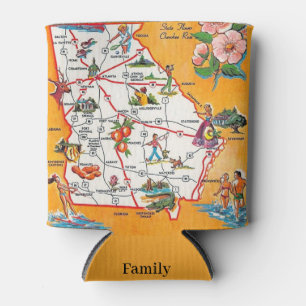 Enfriador De Latas Mapa Antiguo de Georgia