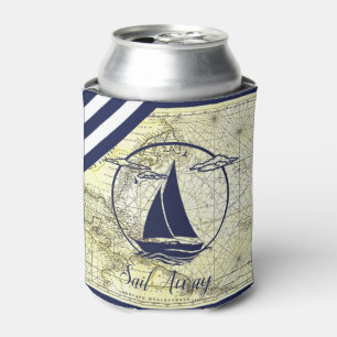 Enfriador De Latas Mapa/barco/silueta náutico antiguo/mar/mar