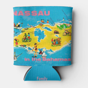 Enfriador De Latas Mapa colorido de Nassau Bahamas