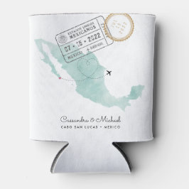 Enfriador De Latas Mapa de acuarela de México | Cabo | Boda de destin