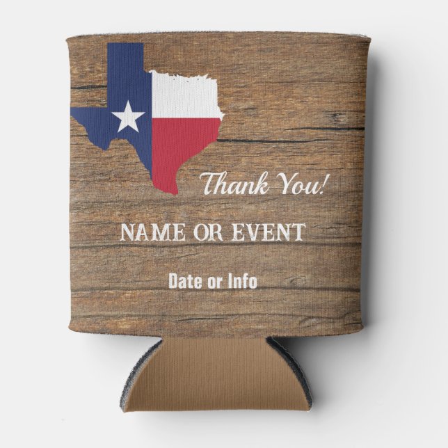 Enfriador De Latas Mapa de Barnwood y Estrella de Texas (Anverso)