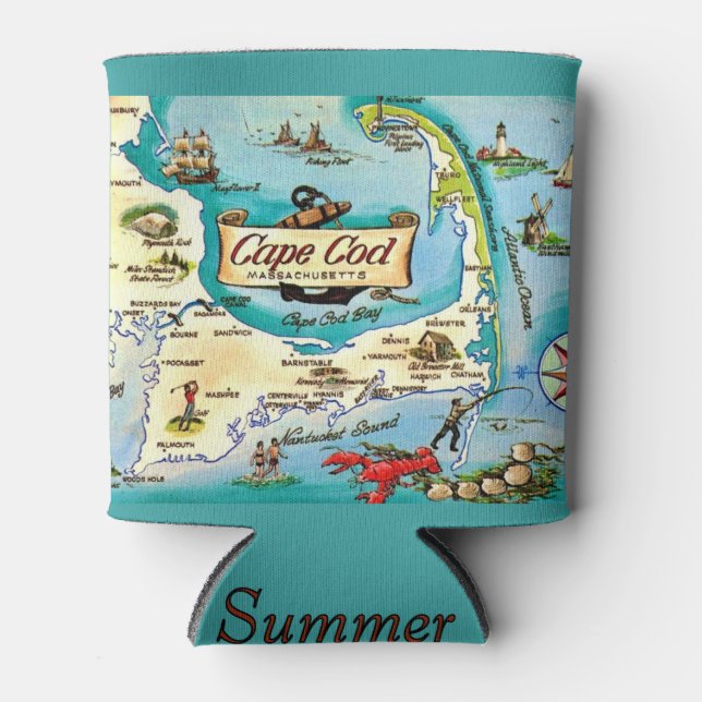 Enfriador De Latas Mapa de Cape Cod  (Anverso)