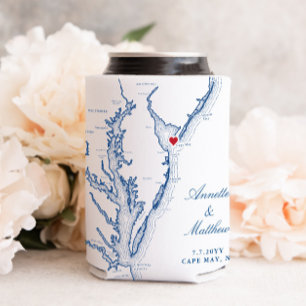 Enfriador De Latas Mapa de Cape May Nueva Jersey Favor de Boda Bebida