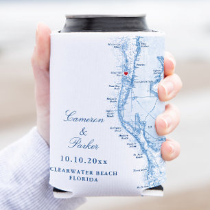 Enfriador De Latas Mapa de Clearwater Beach FL Favor de Boda Bebida
