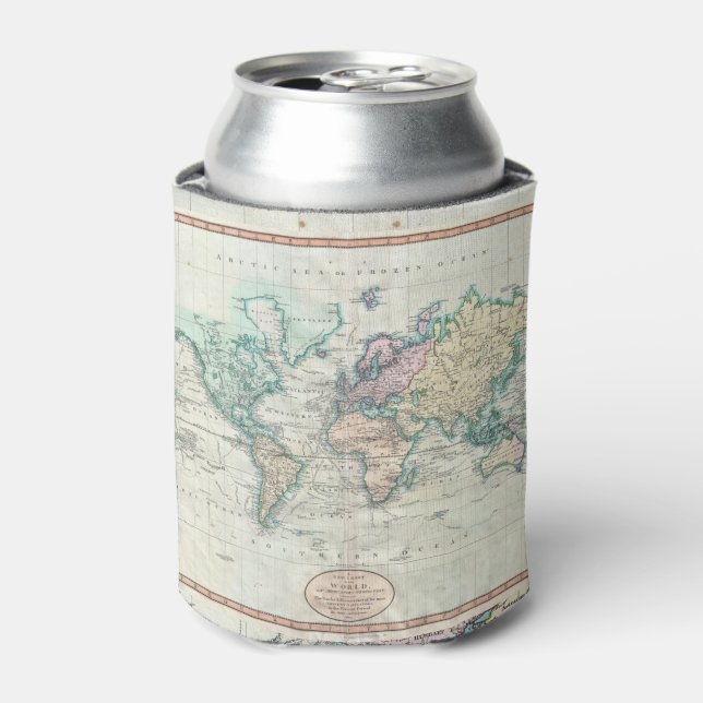 Enfriador De Latas Mapa de época del mundo (1801) (Lata Anverso)