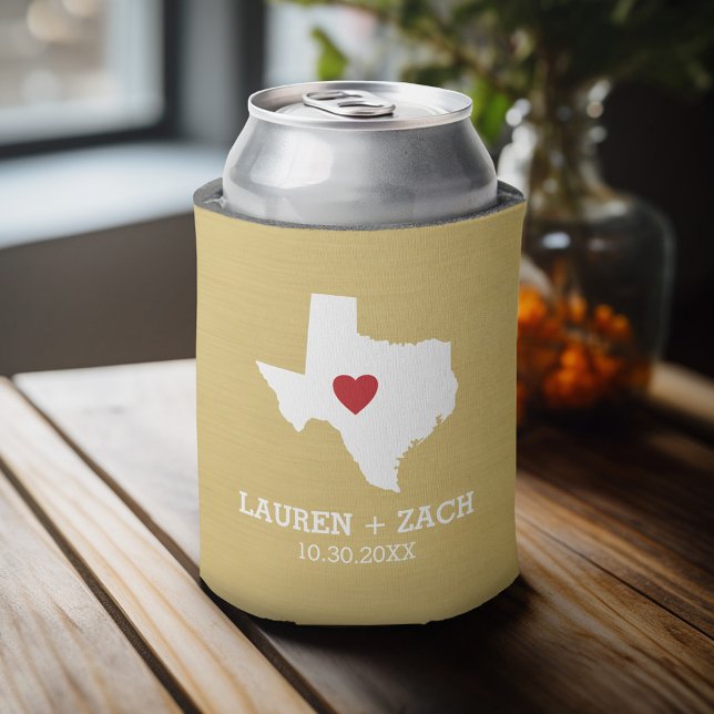 Enfriador De Latas Mapa de Estado del Hogar Arte - Boda personalizada (Celebrate with a personalized can cooler - add your name or monogram. Great party favor or gift)