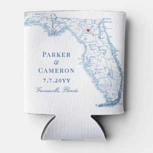 Enfriador De Latas Mapa de Gainesville FL Favor de Boda Elegante para