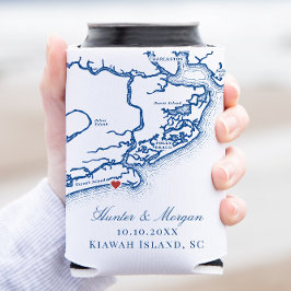 Enfriador De Latas Mapa de la isla de Kiawah Elegant Navy Blue Weddin