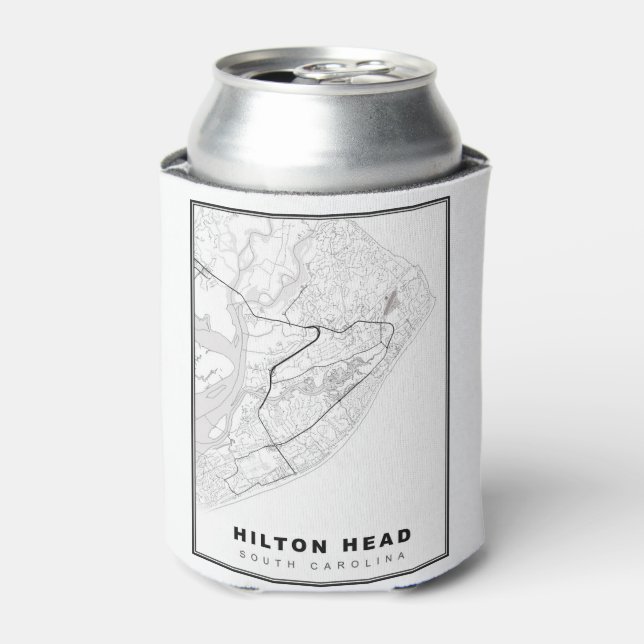 Enfriador De Latas Mapa de la Isla Hilton Head (Lata Anverso)