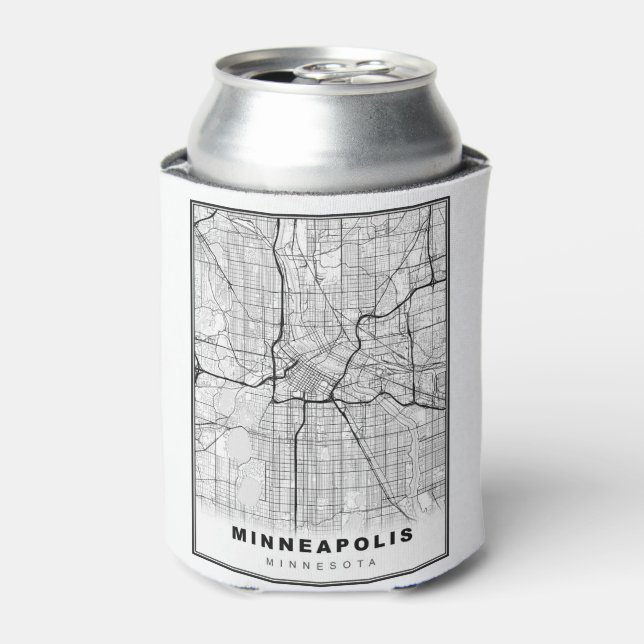 Enfriador De Latas Mapa de Minneapolis (Lata Anverso)