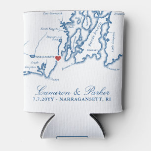 Enfriador De Latas Mapa de Narragansett RI Favor de Boda Soporte de B