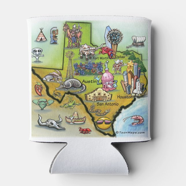 Enfriador De Latas Mapa de Personalizados de Texas (Reverso)