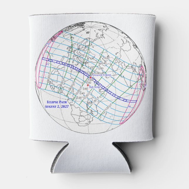 Enfriador De Latas Mapa del eclipse solar total de 2027 (Anverso)