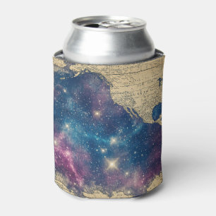 Enfriador De Latas Mapa del mundo de la púrpura vintage celestial (6)