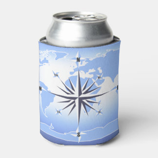 Enfriador De Latas Mapa del mundo de los Rosas de la brújula azul