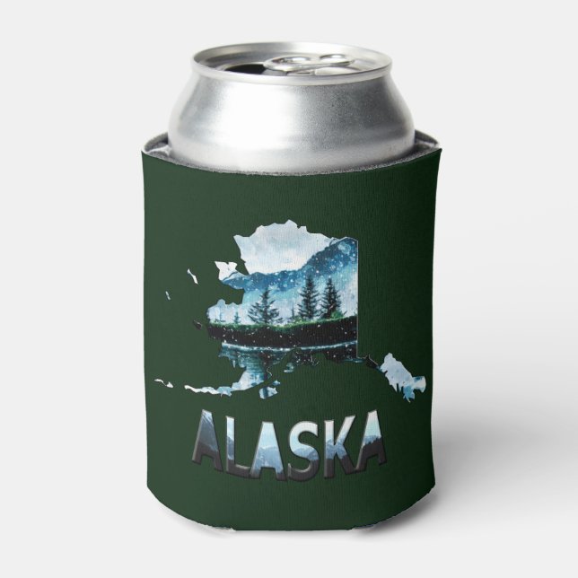 Enfriador De Latas Mapa del paisaje acuático de Alaska (Lata Anverso)