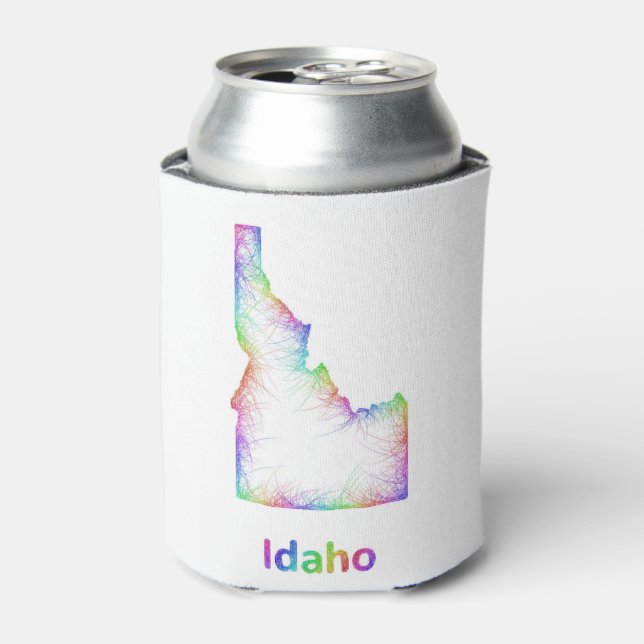 Enfriador De Latas Mapa Idaho del arco iris (Lata Anverso)