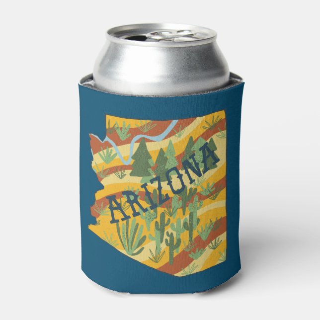 Enfriador De Latas Mapa ilustrado del estado de Arizona (Lata Anverso)