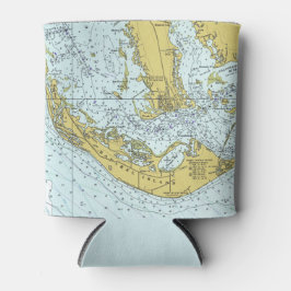 Enfriador De Latas Mapa náutico vintage de la isla de Sanibel