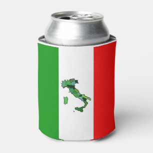 Enfriador De Latas Mapa verde de Italia y la bandera italiana