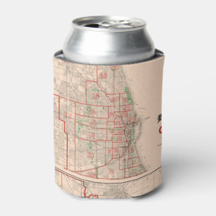 Enfriador De Latas Mapa viejo del vintage de Chicago - 1893