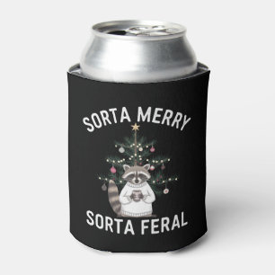 Enfriador De Latas Mapache de Navidad Medio Alegre Medio Salvaje Navi