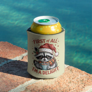 Enfriador De Latas Mapache Divertido Ante Todo Soy Un Delight Navidad