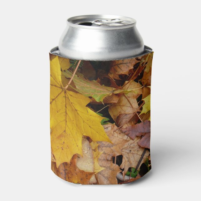 Enfriador De Latas Maple caído deja naturaleza otoño amarilla (Lata Anverso)