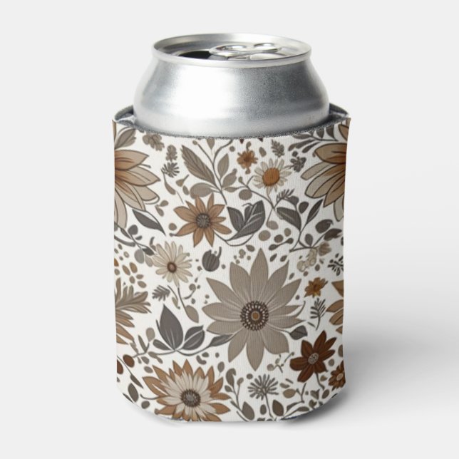 Enfriador De Latas Maple marrón gris deja Boda otoñal (Lata Anverso)
