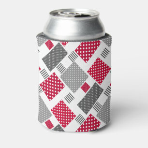 Enfriador De Latas Maqueteo de puntos de polka roja gris sobre fondo