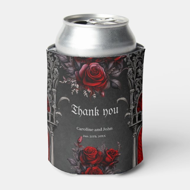 Enfriador De Latas Maravilloso diseño boda gótico oscuro. (Lata Anverso)
