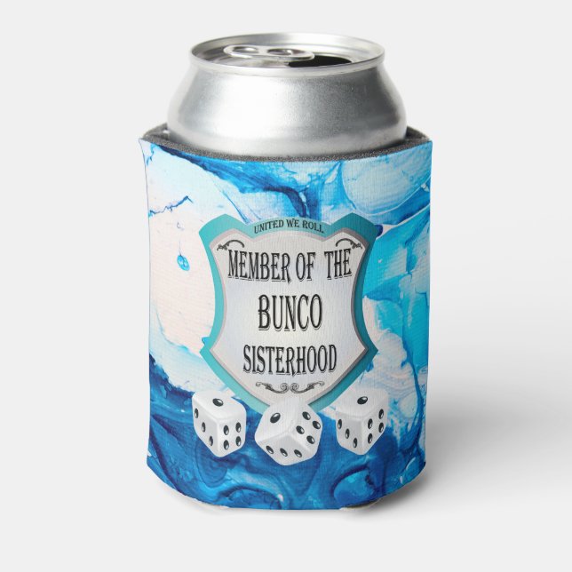 Enfriador De Latas Marble azul acuarela Bunco Sisterización (Reverso de la lata)